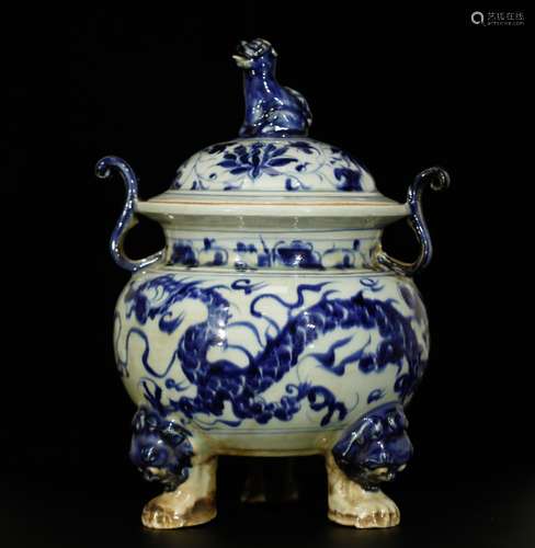 Chinese Blue/White Porcelain Incense Burner