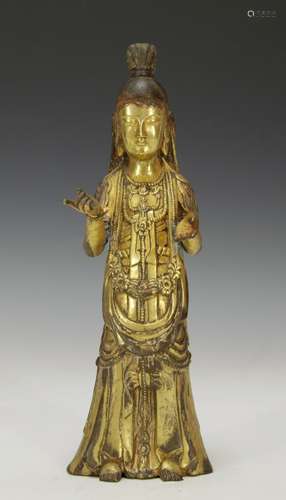 Chinese Gilt Bronze Standing Buddha