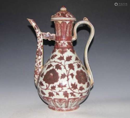 Chinese Copper Red Porcelain Ewer