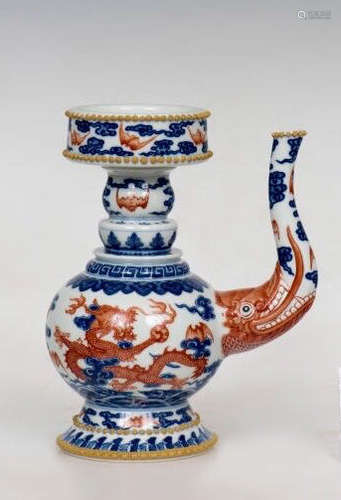 Chinese Blue/White Blood Red Porcelain Ewer