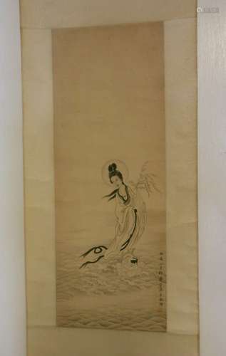 Chinese Ink/Color Scroll Painting, Marked