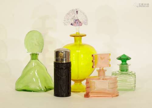 \\5 of French 19th C. Glass Perfume Bottles