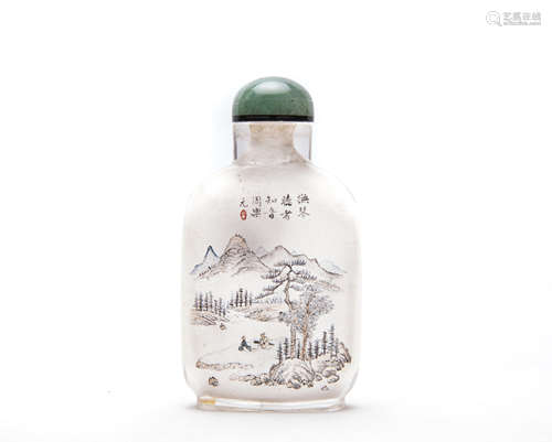 A Chinese Glass Snuff Bottle with Painting Inside