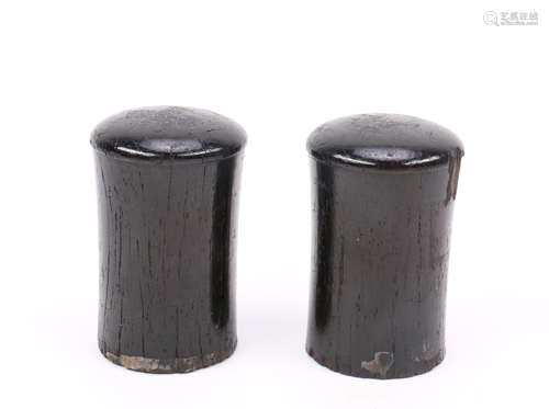 A Pair of Chinese Wood Scroll Head