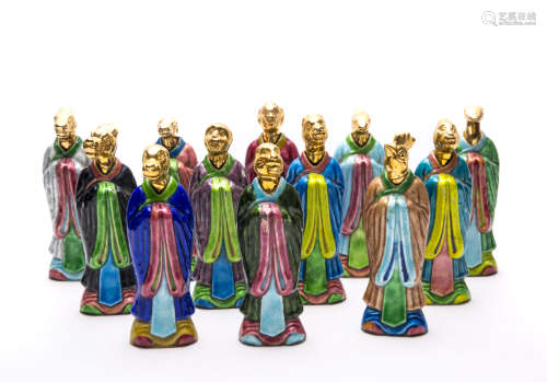 A Set of Twelve Chinese Gilt Bronze Cloisonne Zodiac Statures