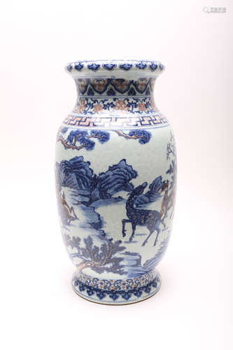 A Chinese Iron-Red Decorated Blue and White Porcelain Vase