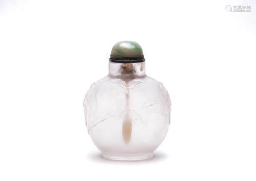 A Chinese Carved Crystal Stone Snuff Bottle