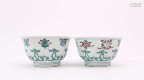 A Pair of Chiese Doucai Porcelain Cups
