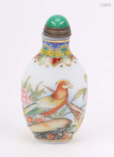 A Chinese  Enameled Peking Glass Snuff Bottle