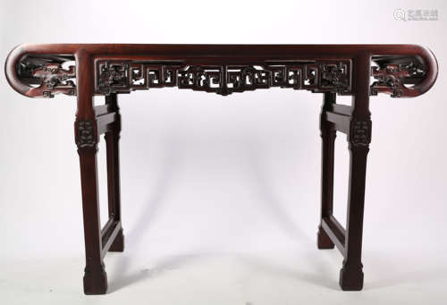 A Chinese Harwood Table and Stool