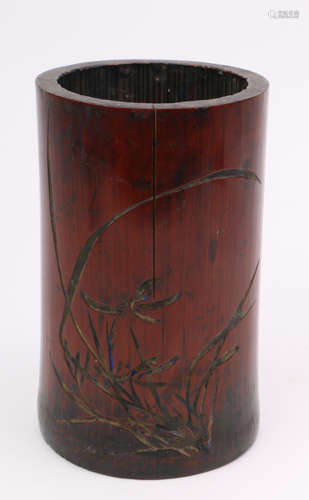 A Chinese Carved Bamboo Brush Pot