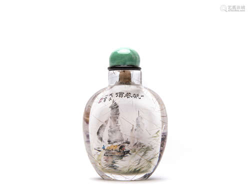 A Chinese Glass Snuff Bottle with Painting Inside