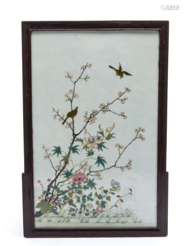 A Chinese Famille Rose Porcelain Hanging Screen