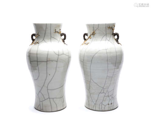A Pair of Chinese Ge-Style Porcelain Vases