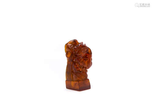 A Chinese Carved Amber Decoration