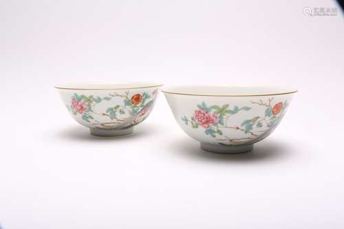 Pair of Chinese Famille Rose Porcelain Bowls.