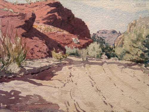 Parker Dam, Water Color, signed and dated lower right with location verso, by Edna G Unsworth (1890-1972), American Artist.