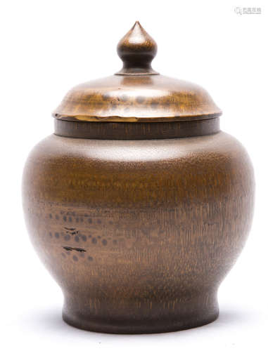 Chinese Bamboo Jar with Lid.