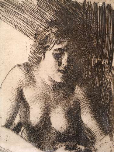 Bust A272 Etching Plate, signed and dated, by Anders Zorn (1860-1920), Swedish Artist.