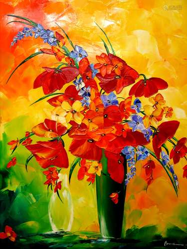 Late Summer Bouquet, Original Oil Painting on Canvas, by Monica Meunier.