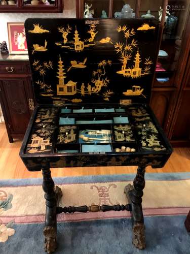 Chinese Sewing Lacquer Table