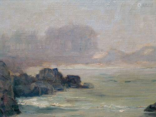Point Labos Monterey CA, Oil on Board, signed lower left by William Posey Silva (1859-1948), American Artist.