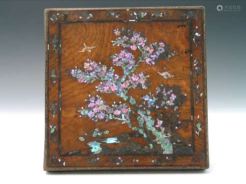 Japanese Wood Box with Mother of Pearl Inlaid