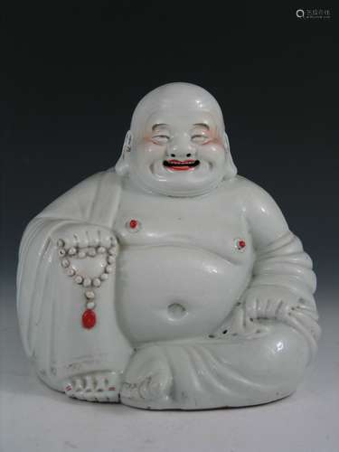 Chinese Porcelain Statue of a Laughing Buddha, 19th Century.