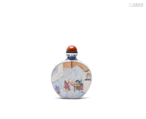 Chinese Famille Rose Porcelain Snuff Bottle.