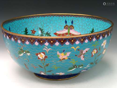 Chinese Cloisonne Punch Bowl.