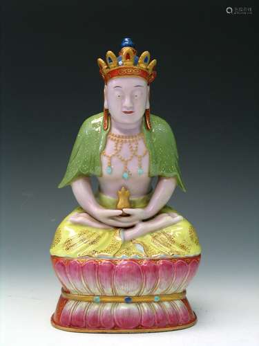 Chinese Famille Rose Porcelain Statue