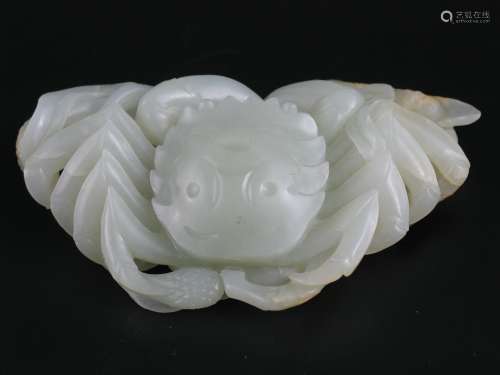 Chinese Celadon Jade Carving of Crab