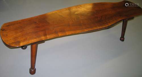 Beautiful Walnut Grain Plank Top Bench with Splayed Tapering Legs. Sturdy Construction.