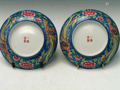 Pair of Chinese Famille Rose Porcelain Dishes