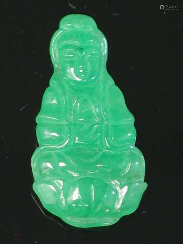 Chinese Carved Jadeite Pendant of Guanyin.