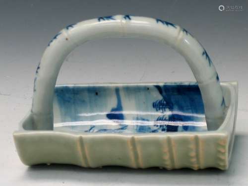 Chinese Blue and White Porcelain Basket.