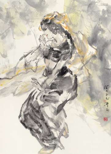 黄泽森 癸巳（2013年）作 西部阳光之三 镜框 设色纸本