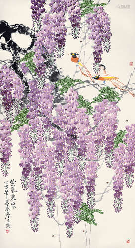 周彦生 丁亥（2007年）作 紫气东来 镜框 设色纸本
