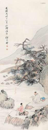 任伯年 丙戌（1886年）作 山水 立轴 设色纸本