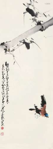 赵少昂 壬戌（1982年）作 花鸟 立轴 设色纸本