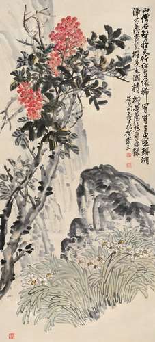 诸乐三 庚子（1960年）作 清供图 立轴 设色纸本