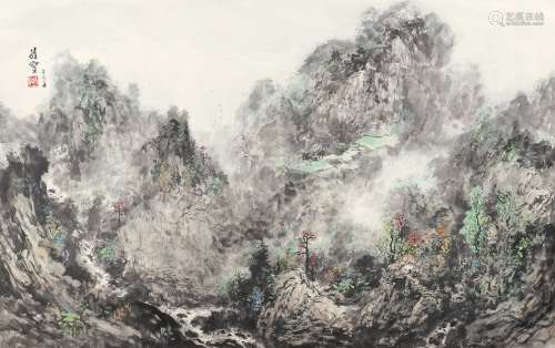 王维宝 辛巳（2001年）作 山水 镜片 设色纸本