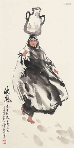 杨之光 庚申（1980年）作 晚风 镜片 设色纸本