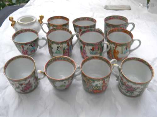 12 Pieces Antique Chinese Famille Rose Cups