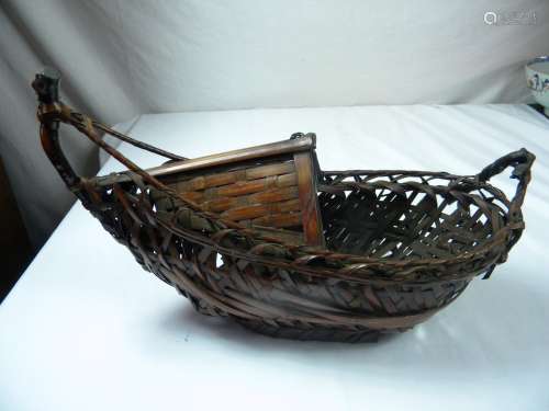 Antique Knitted Flower Basket