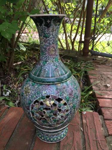 Antique Chinese Three Color Vase