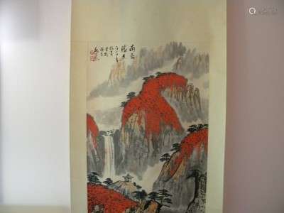 Vintage CHINESE MOUNTAIN SCENE SCROLL PAINTING ZIXI WEI
