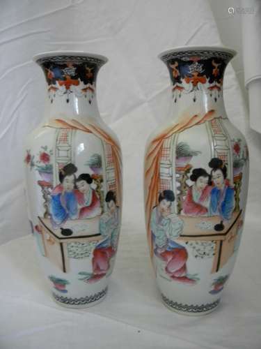 Pair of Antique Chinese Beauty Vases