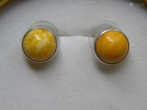 Pair of Antique Butter Scotch Amber Earrings