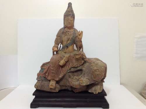 Antique Chinese Wood Buddha Statue